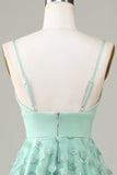 A-Line Spaghetti Straps Vestido de dama de honor corto con apliques